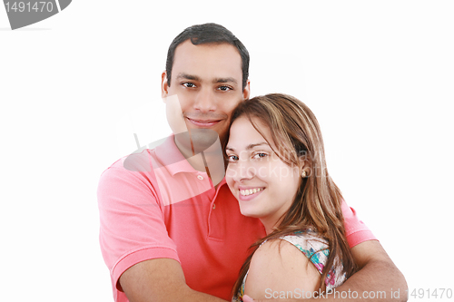 Image of Portrait of a beautiful young happy smiling couple - isolated 