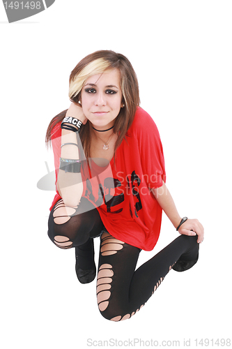 Image of Portrait of a punk girl, isolated on white background 