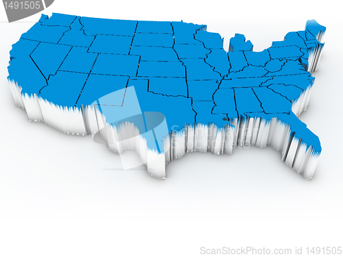 Image of Map of USA. 3d 