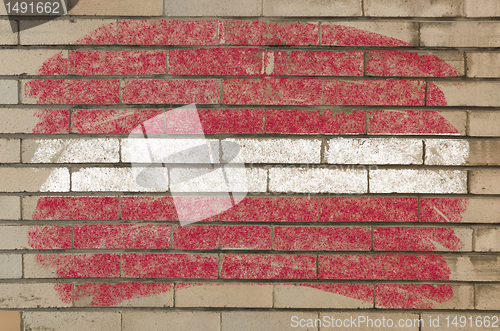 Image of flag of latvia on grunge brick wall painted with chalk  