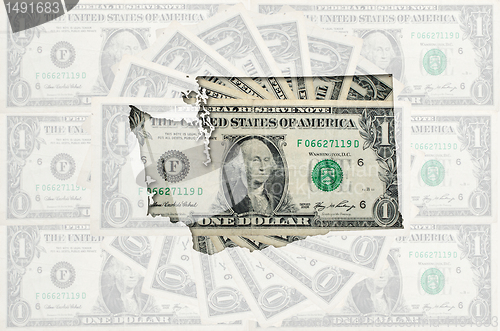 Image of Outline map of washington with transparent american dollar bankn