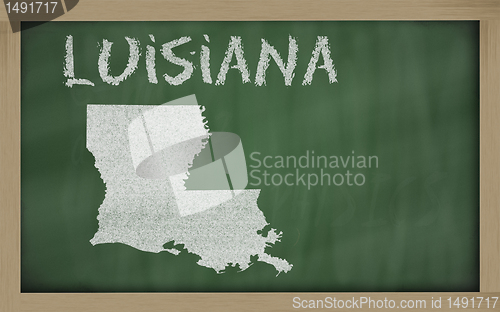 Image of outline map of luisiana on blackboard 