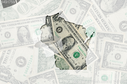 Image of Outline map of wisconsin with transparent american dollar bankno