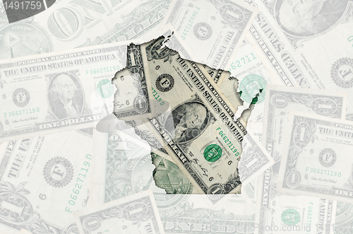 Image of Outline map of wisconsin with transparent american dollar bankno