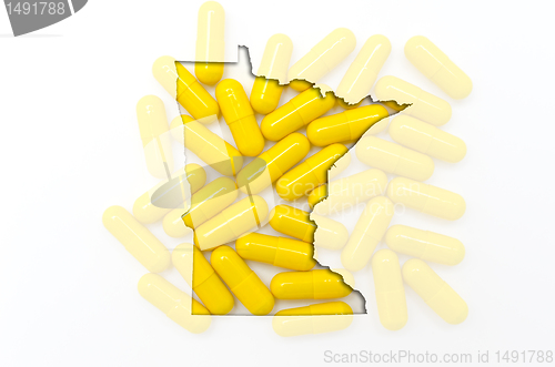 Image of Outline map of minnesota with transparent pills in the backgroun