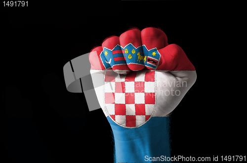 Image of Fist painted in colors of croatia flag