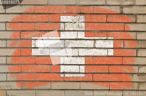 Image of flag of schwitzerland on grunge brick wall painted with chalk  