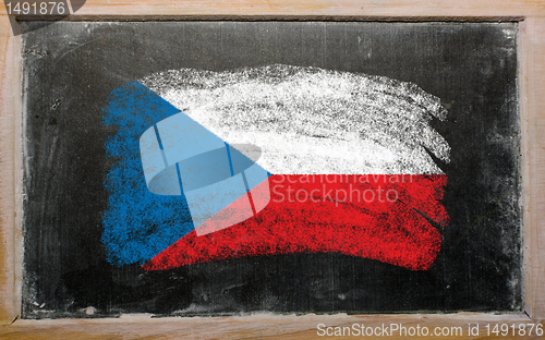 Image of flag of czech on blackboard painted with chalk  