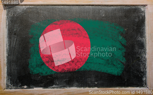 Image of flag of Bangladesh on blackboard painted with chalk  