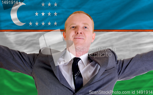 Image of happy businessman because of profitable investment in uzbekistan