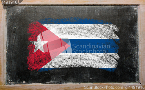 Image of flag of Cuba on blackboard painted with chalk  