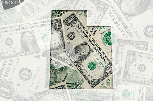 Image of Outline map of utah with transparent american dollar banknotes i