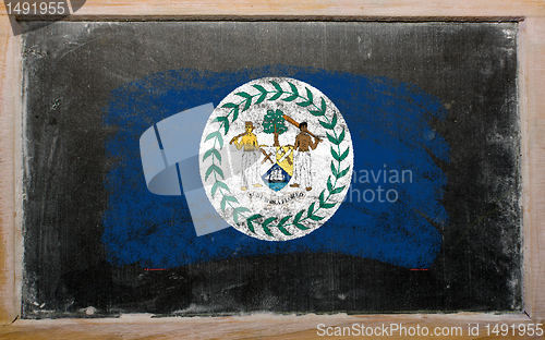 Image of flag of Belize on blackboard painted with chalk  