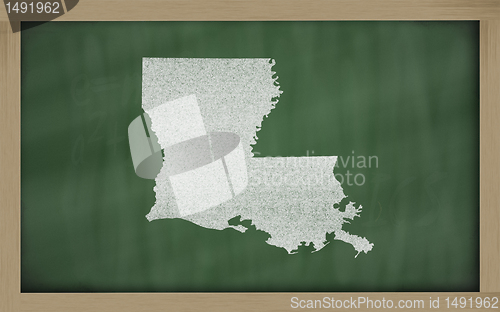 Image of outline map of luisiana on blackboard 