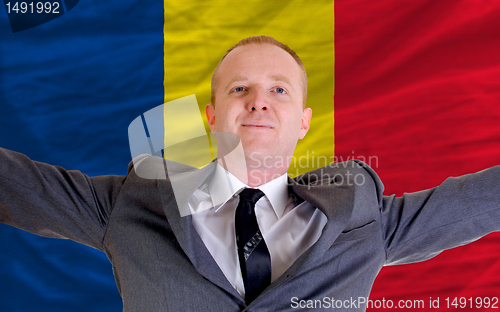Image of happy businessman because of profitable investment in romania st