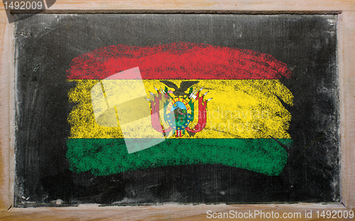 Image of flag of Bolivia on blackboard painted with chalk  