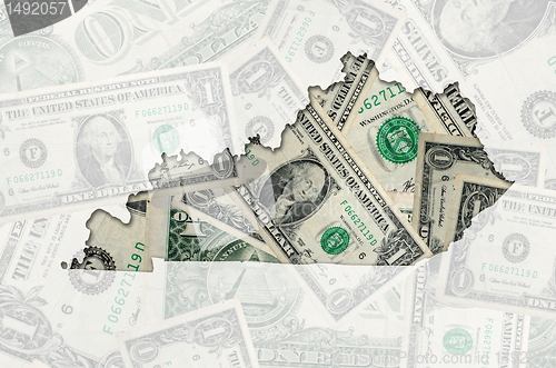 Image of Outline map of Kentucky with transparent american dollar banknot