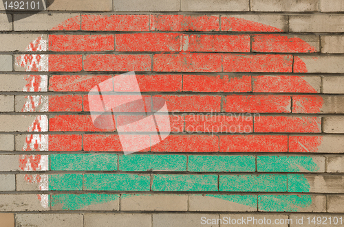 Image of flag of belarus on grunge brick wall painted with chalk  