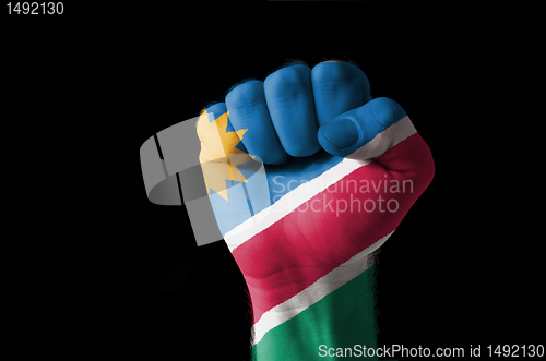 Image of Fist painted in colors of namibia flag