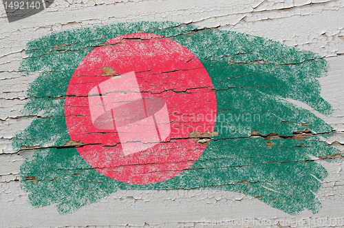 Image of flag of bangladesh on grunge wooden texture painted with chalk  