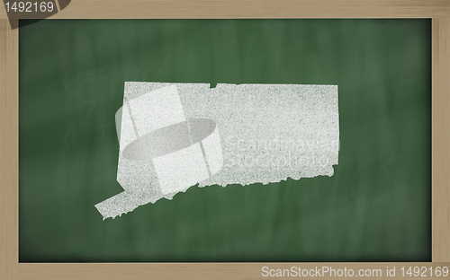 Image of outline map of connecticut on blackboard 