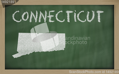 Image of outline map of connecticut on blackboard 