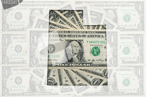 Image of Outline map of utah with transparent american dollar banknotes i