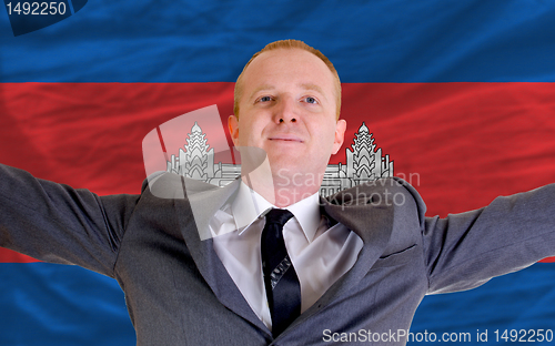 Image of happy businessman because of profitable investment in cambodia s
