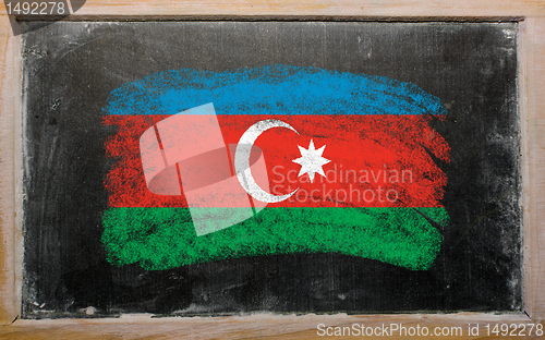 Image of flag of Azerbaijan on blackboard painted with chalk  