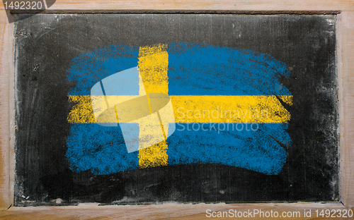 Image of flag of Sweden on blackboard painted with chalk  