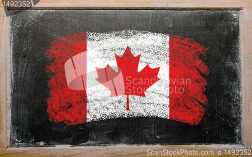 Image of flag of Canada on blackboard painted with chalk  