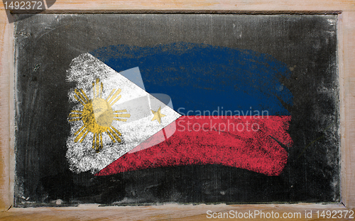 Image of flag of phillipines on blackboard painted with chalk  