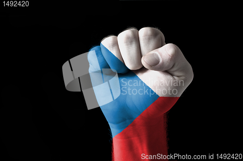 Image of Fist painted in colors of czech flag