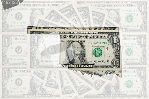 Image of Outline map of oklahoma with transparent american dollar banknot