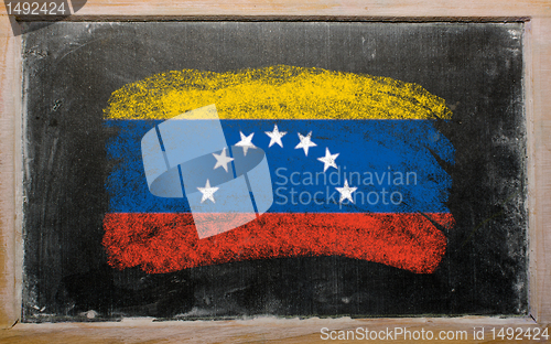 Image of flag of venezuela on blackboard painted with chalk  