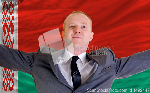 Image of happy businessman because of profitable investment in belarus st