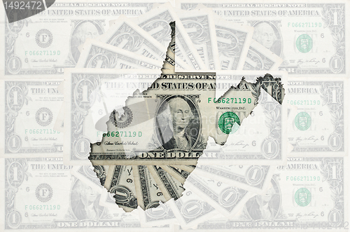 Image of Outline map of west virginia with transparent american dollar ba