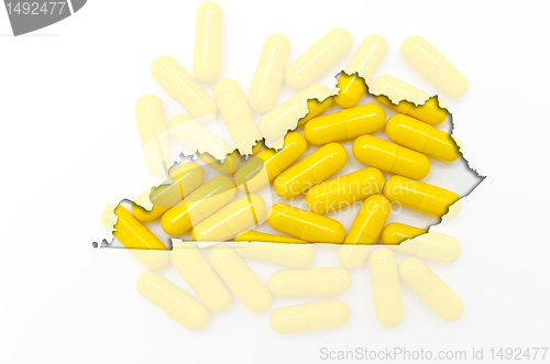 Image of Outline map of Kentucky with transparent pills in the background