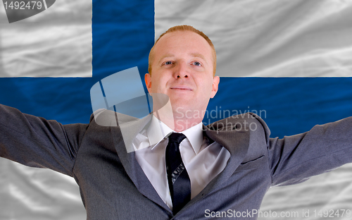 Image of happy businessman because of profitable investment in finland st