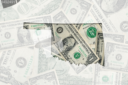 Image of Outline map of oklahoma with transparent american dollar banknot