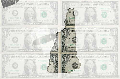 Image of Outline map of new hampshire with transparent american dollar ba