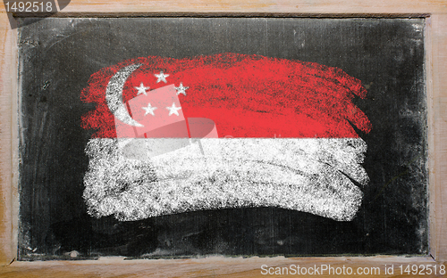 Image of flag of Singapore on blackboard painted with chalk  