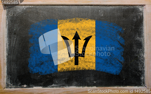 Image of flag of Barbados on blackboard painted with chalk  