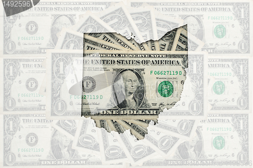 Image of Outline map of ohio with transparent american dollar banknotes i