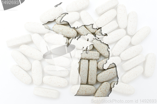 Image of Outline map of michigan with transparent pills in the background