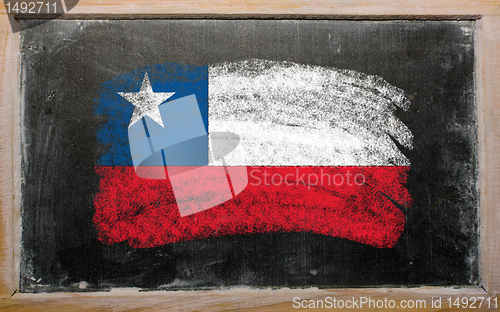 Image of flag of Chile on blackboard painted with chalk  