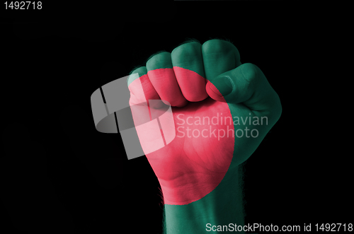 Image of Fist painted in colors of bangladesh flag