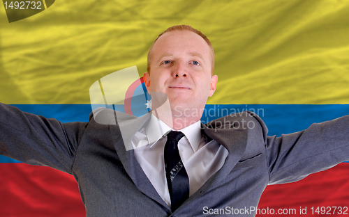Image of happy businessman because of profitable investment in columbia s