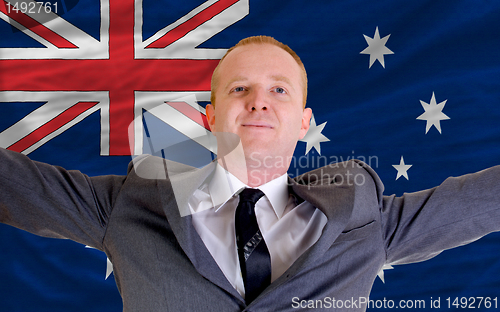 Image of happy businessman because of profitable investment in australia