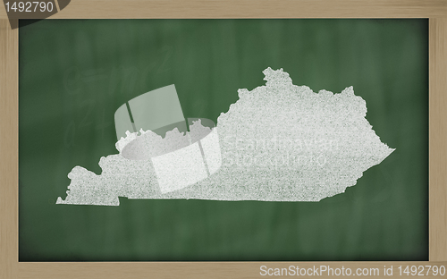 Image of outline map of kentucky on blackboard 